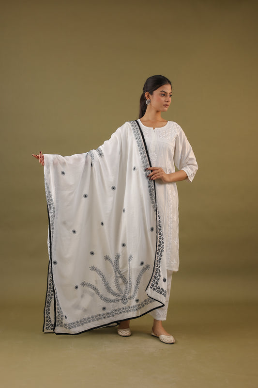 Mal Cotton Chikankari Dupatta