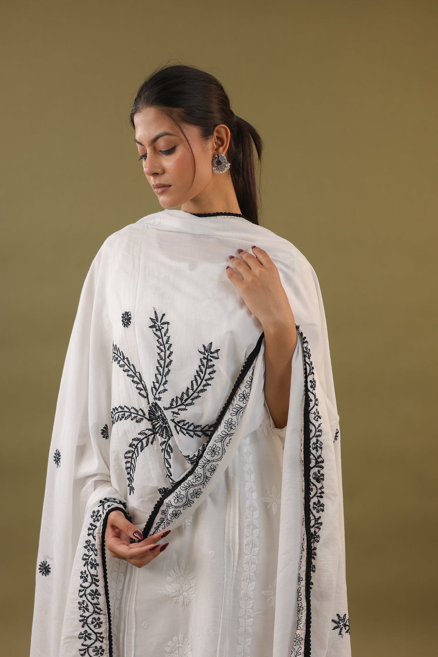 Mal Cotton Chikankari Dupatta