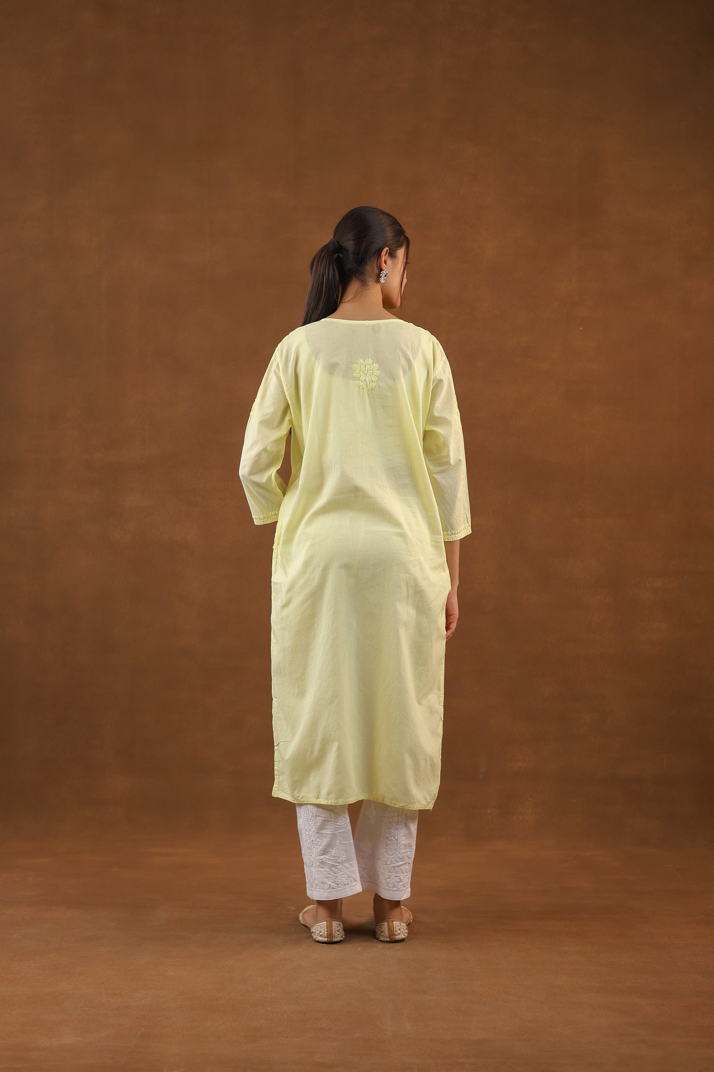 Cotton Long Chikankari Kurti