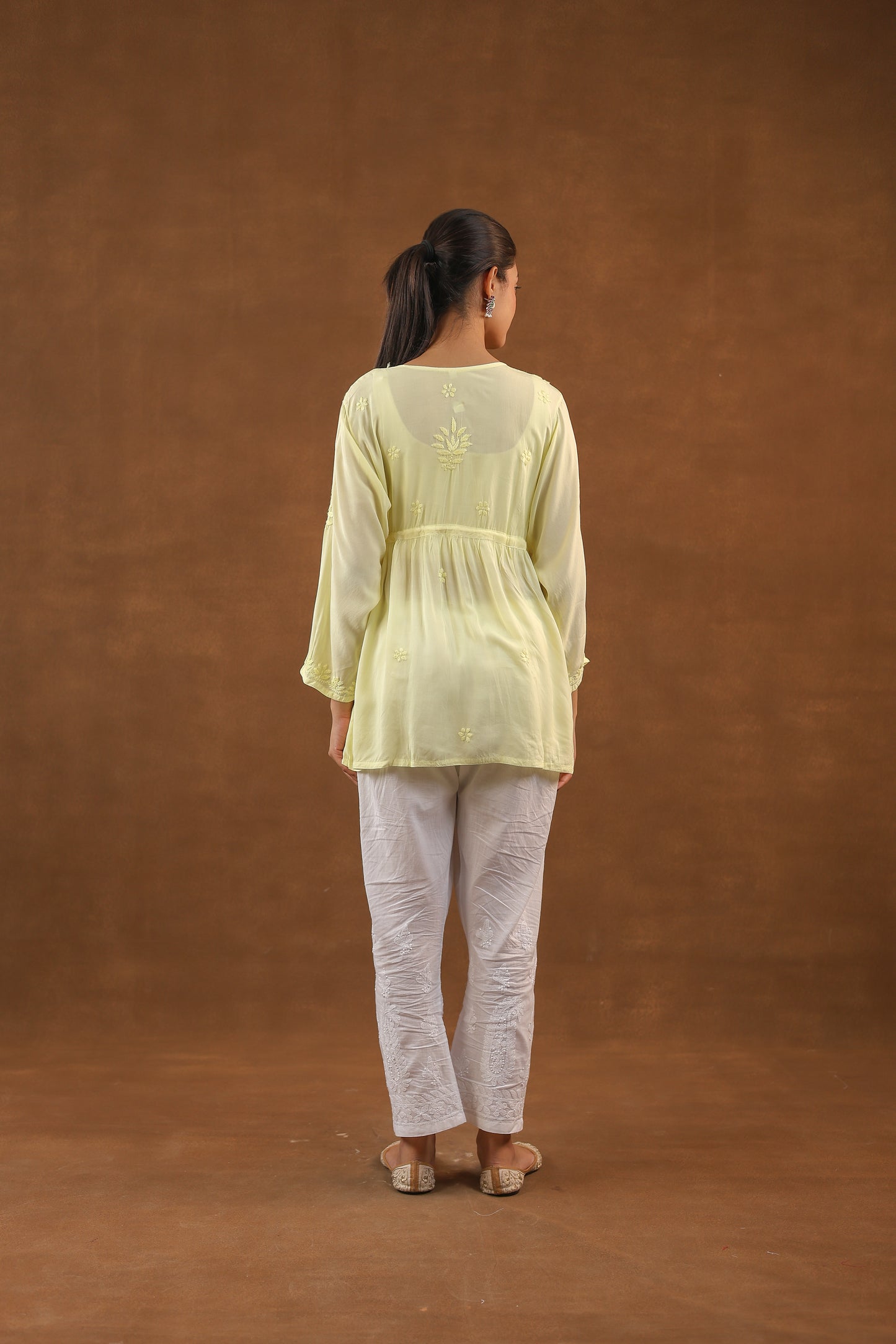 Modal Cotton Short Angrakha Chikankari Kurti