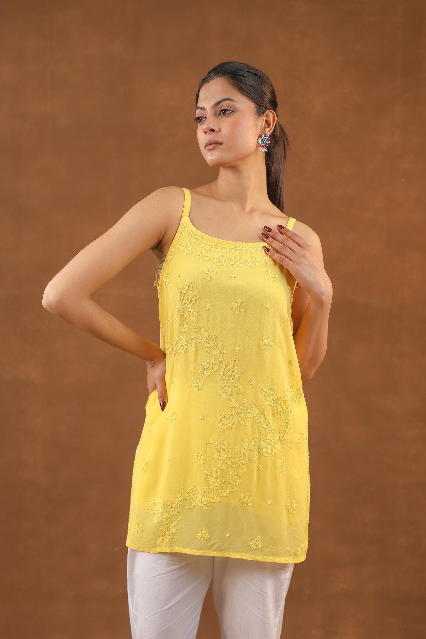 Chikankari Sleeveless Top