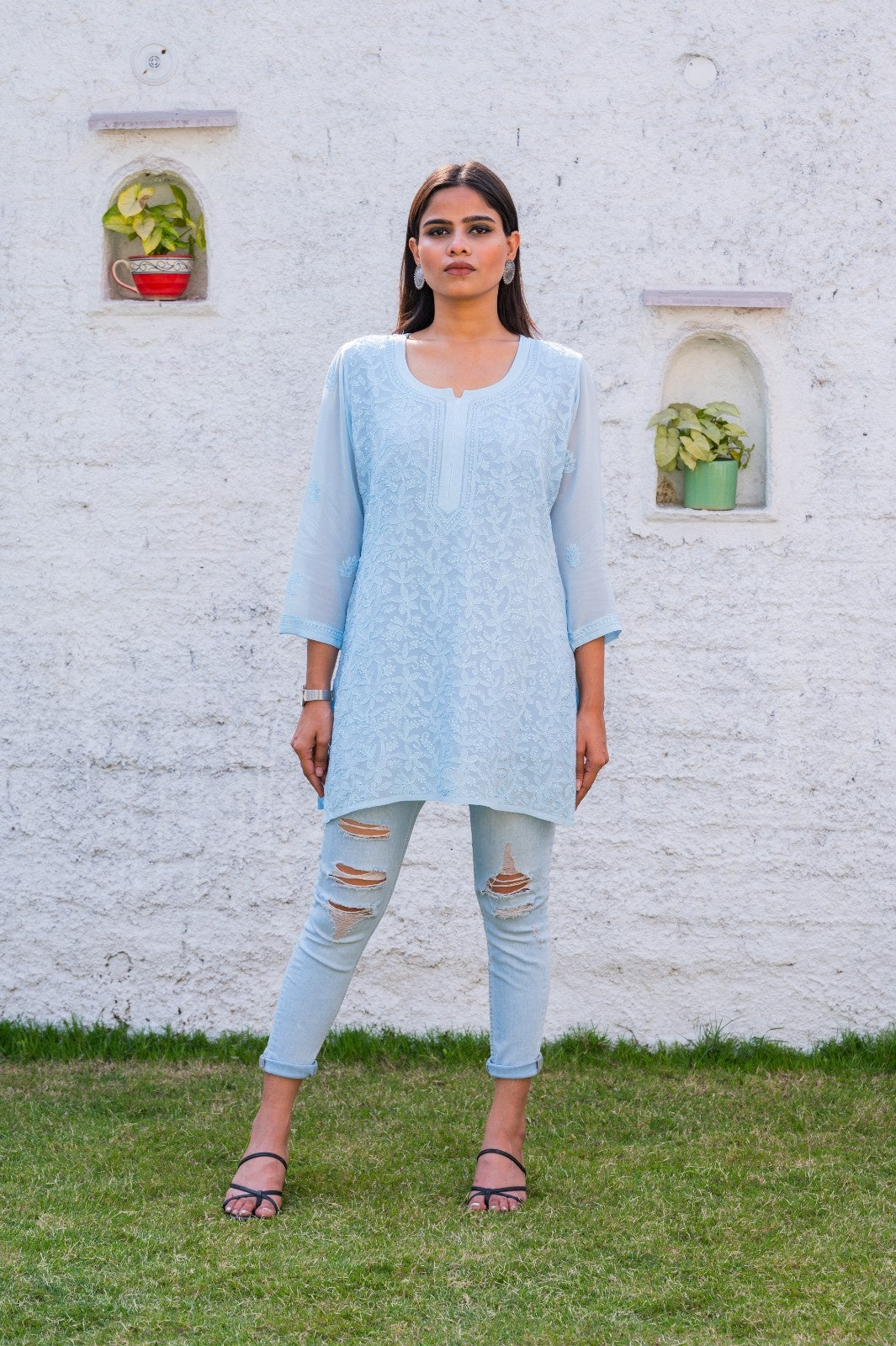 Pure Viscose Georgette Short Jaal Kurti