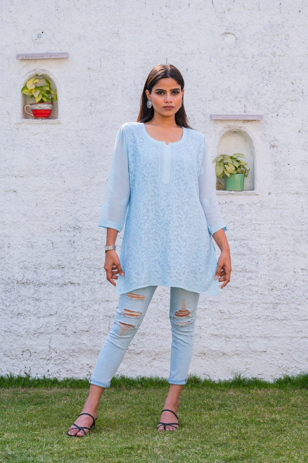 Pure Viscose Georgette Short Jaal Kurti