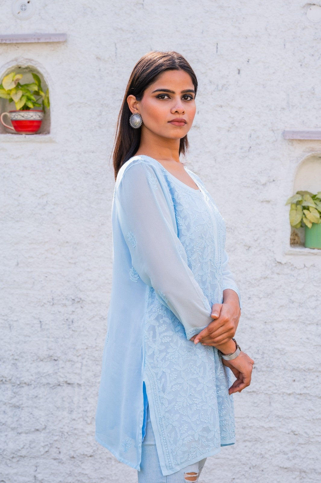Pure Viscose Georgette Short Jaal Kurti