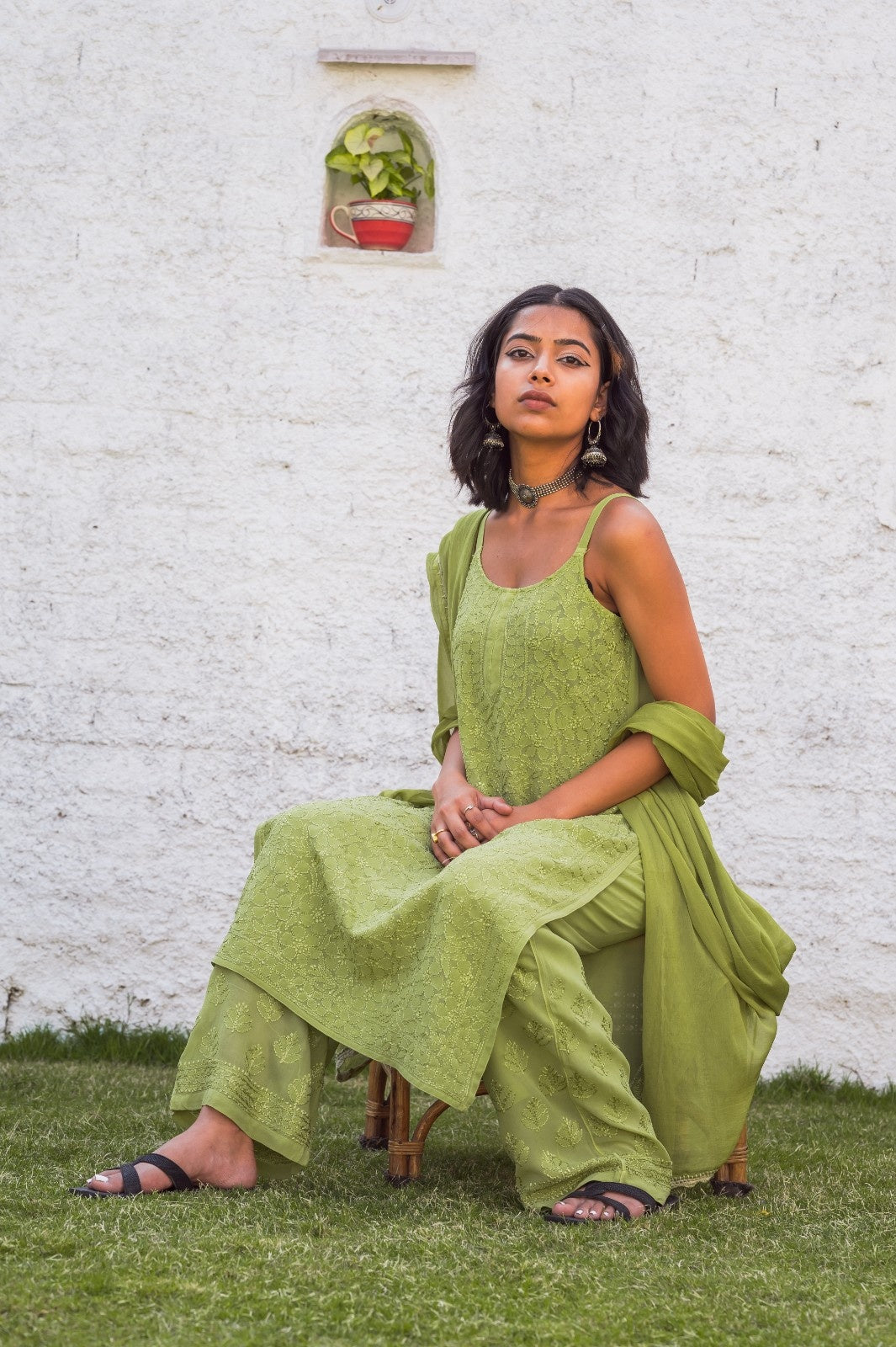 Pure Viscose Georgette Sleeveless Long Kurti