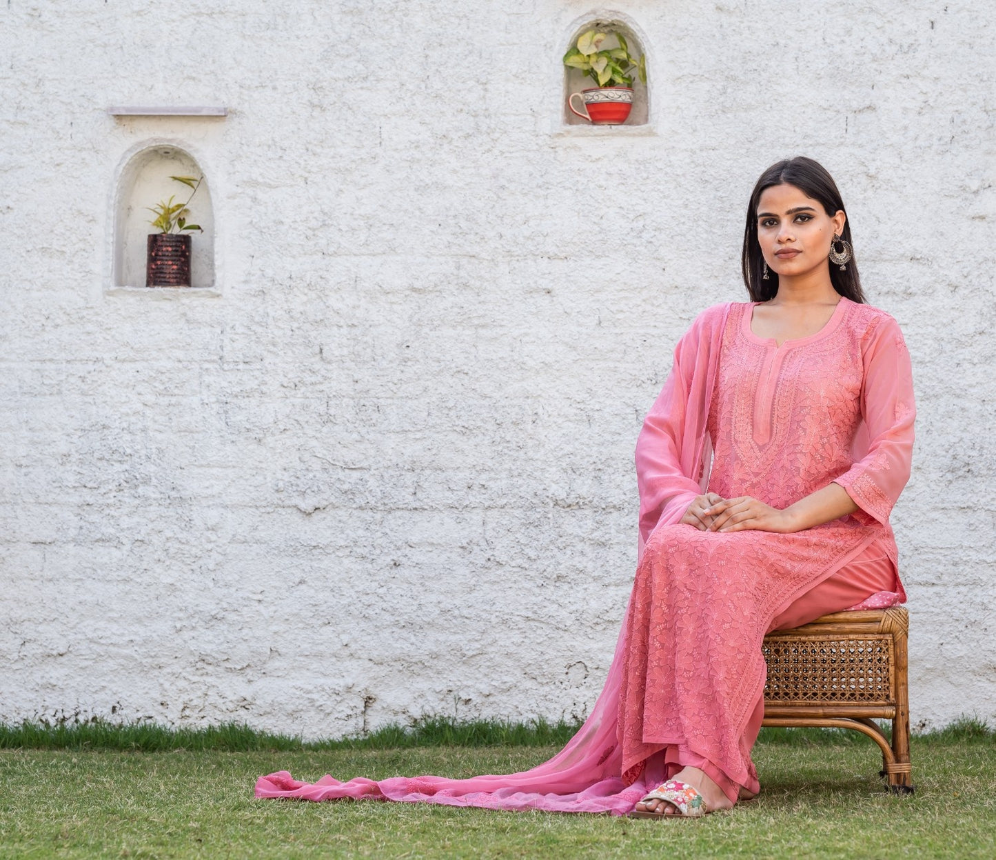 Pure Viscose Chikankari Kurta (Set)