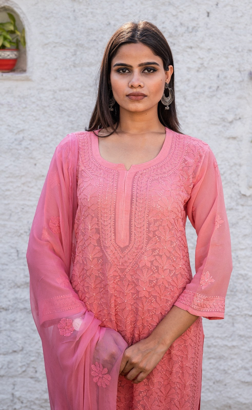 Pure Viscose Chikankari Kurta (Set)