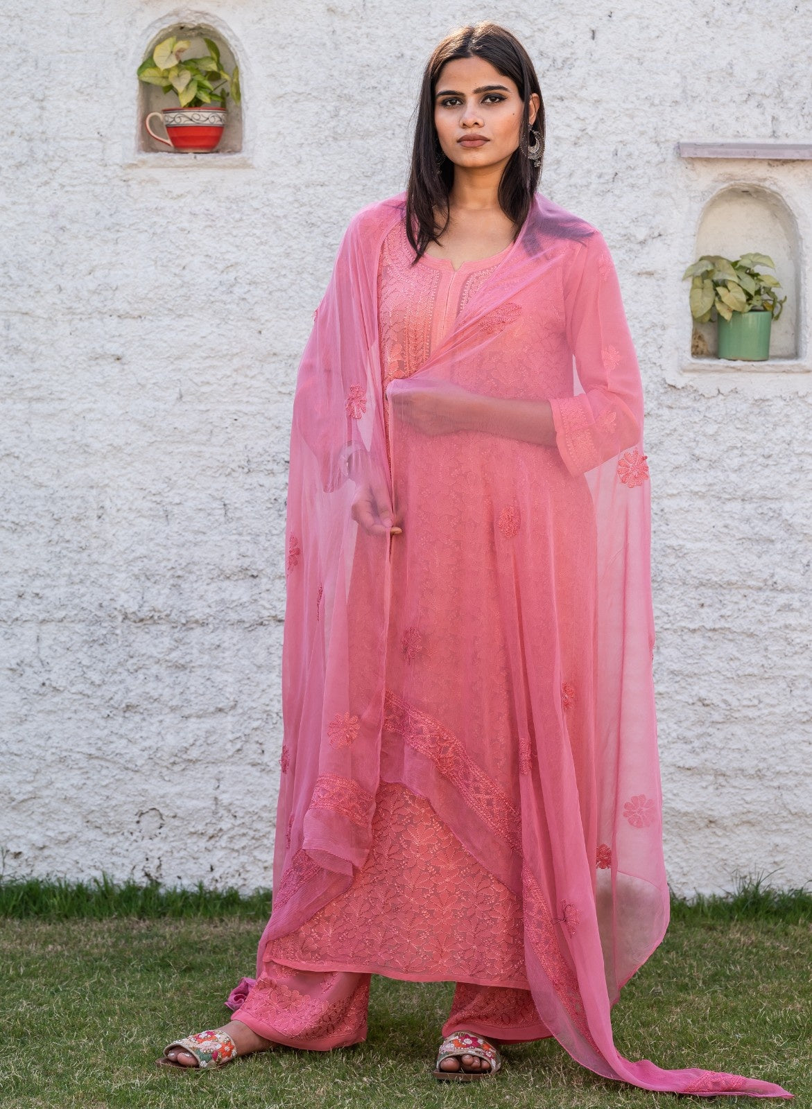 Pure Viscose Chikankari Kurta (Set)