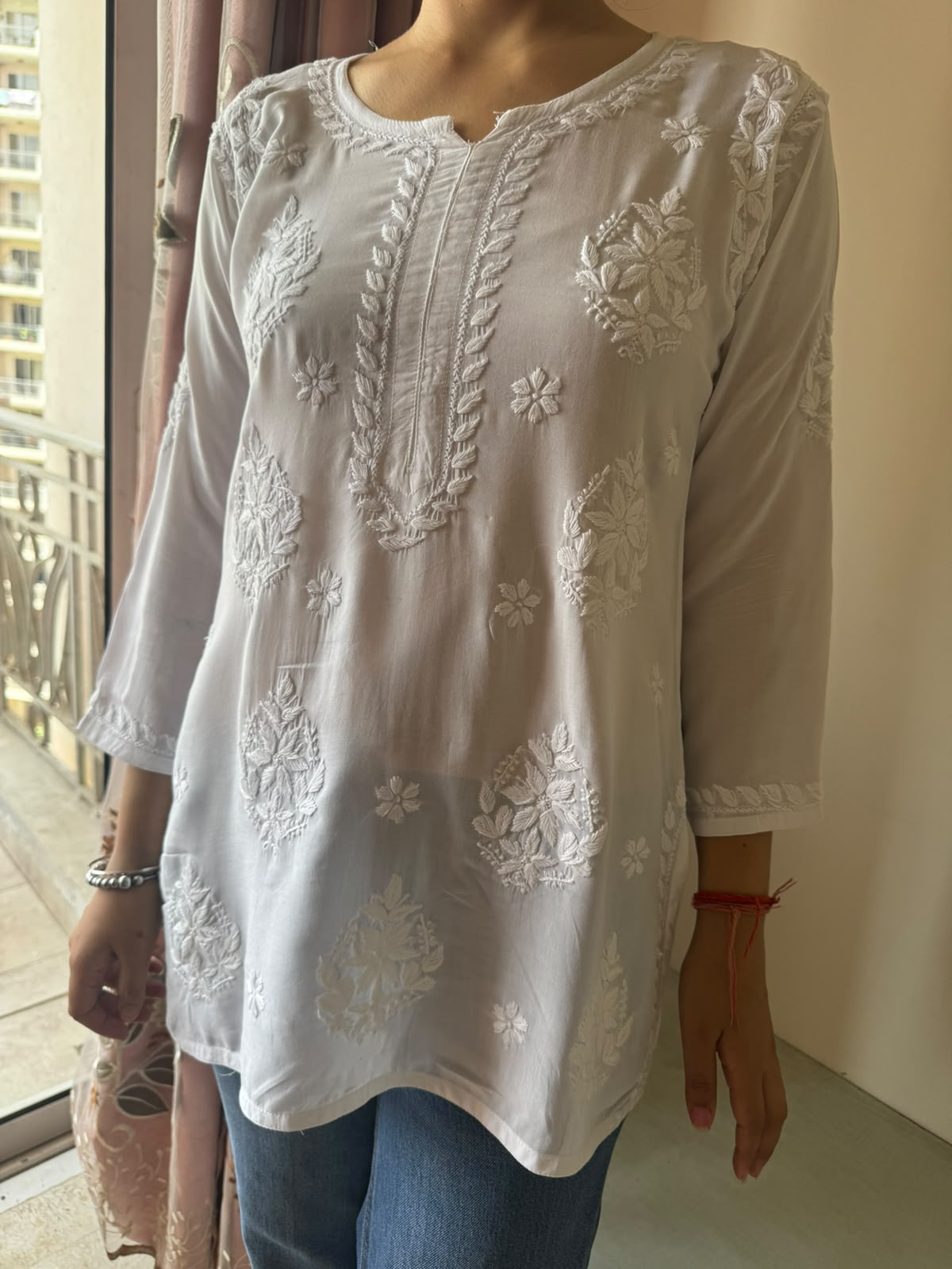 Modal Cotton Summer Short Chikankari Kurti