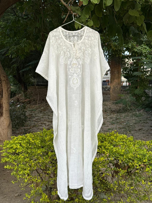 Mal Chanderi ChikankariKaftan