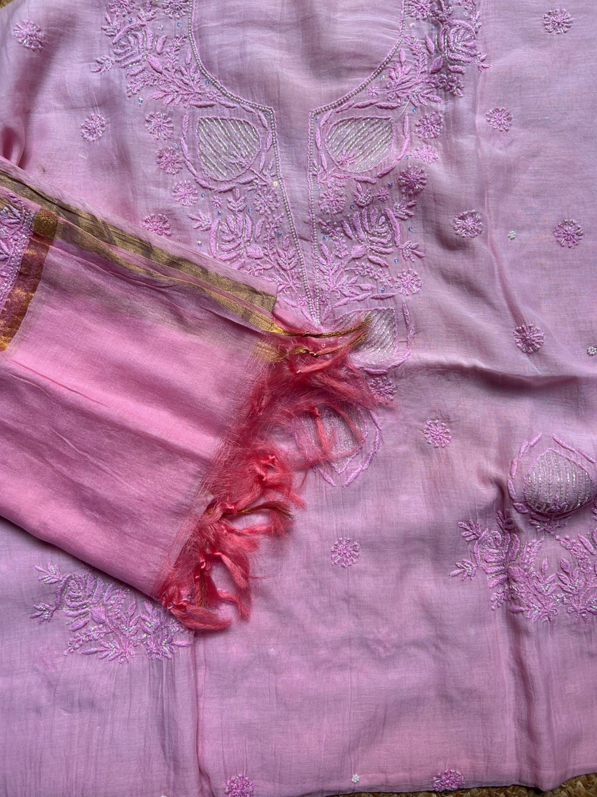 Mal Chanderi Chikankari Suitpiece