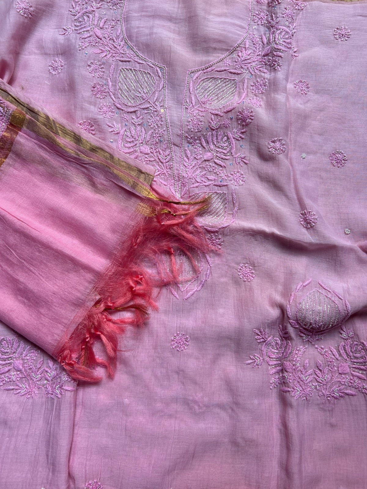 Mal Chanderi Chikankari Suitpiece