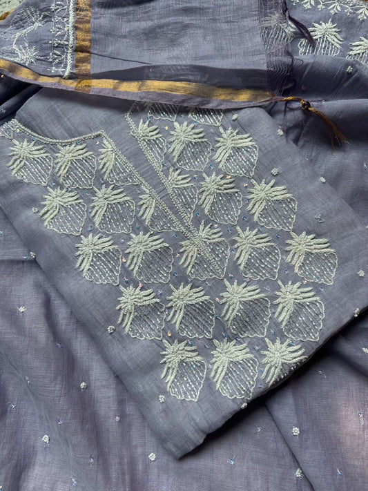 Mal Chanderi Chikankari Suitpiece