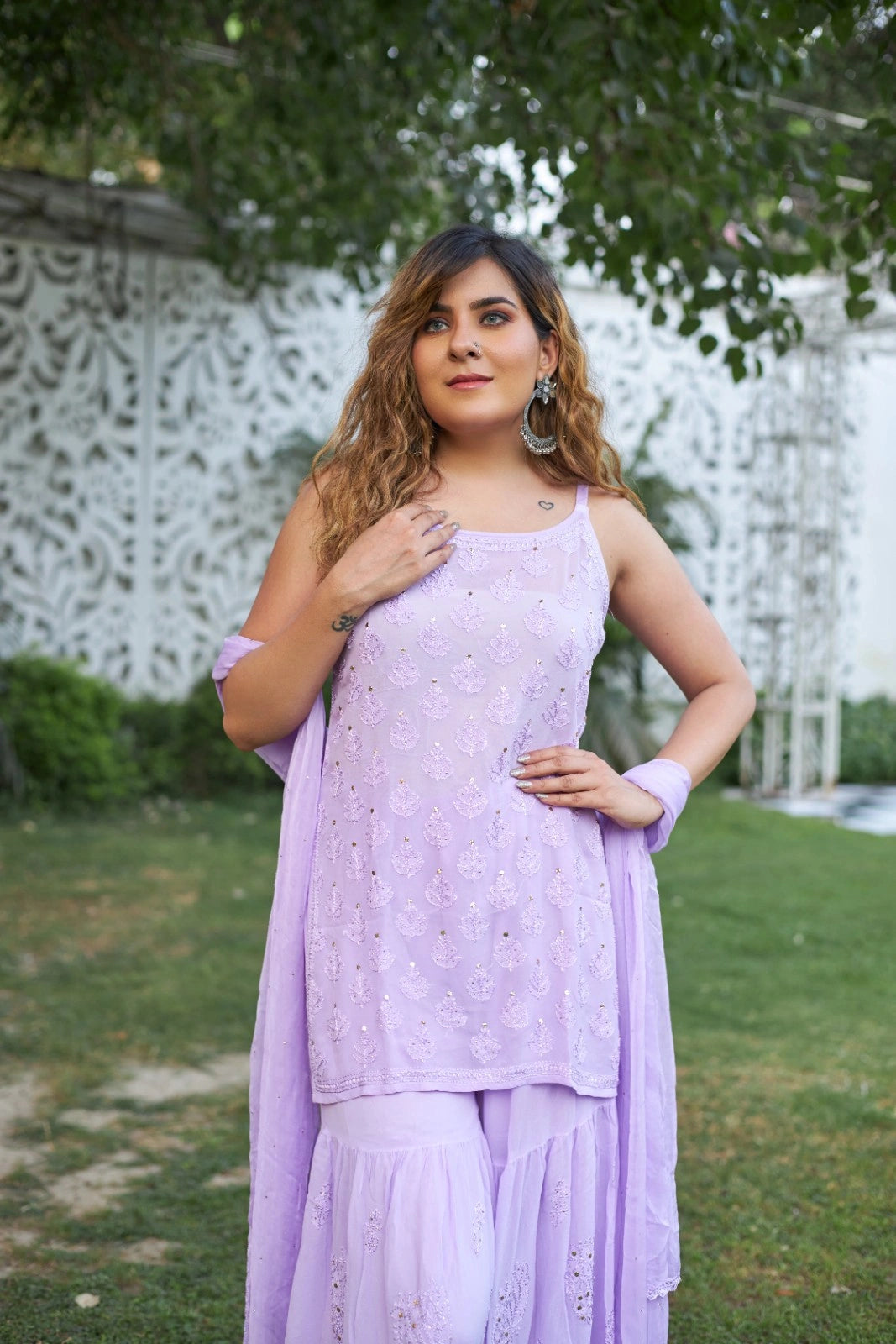 Pure Viscose Georgette Gharara Set