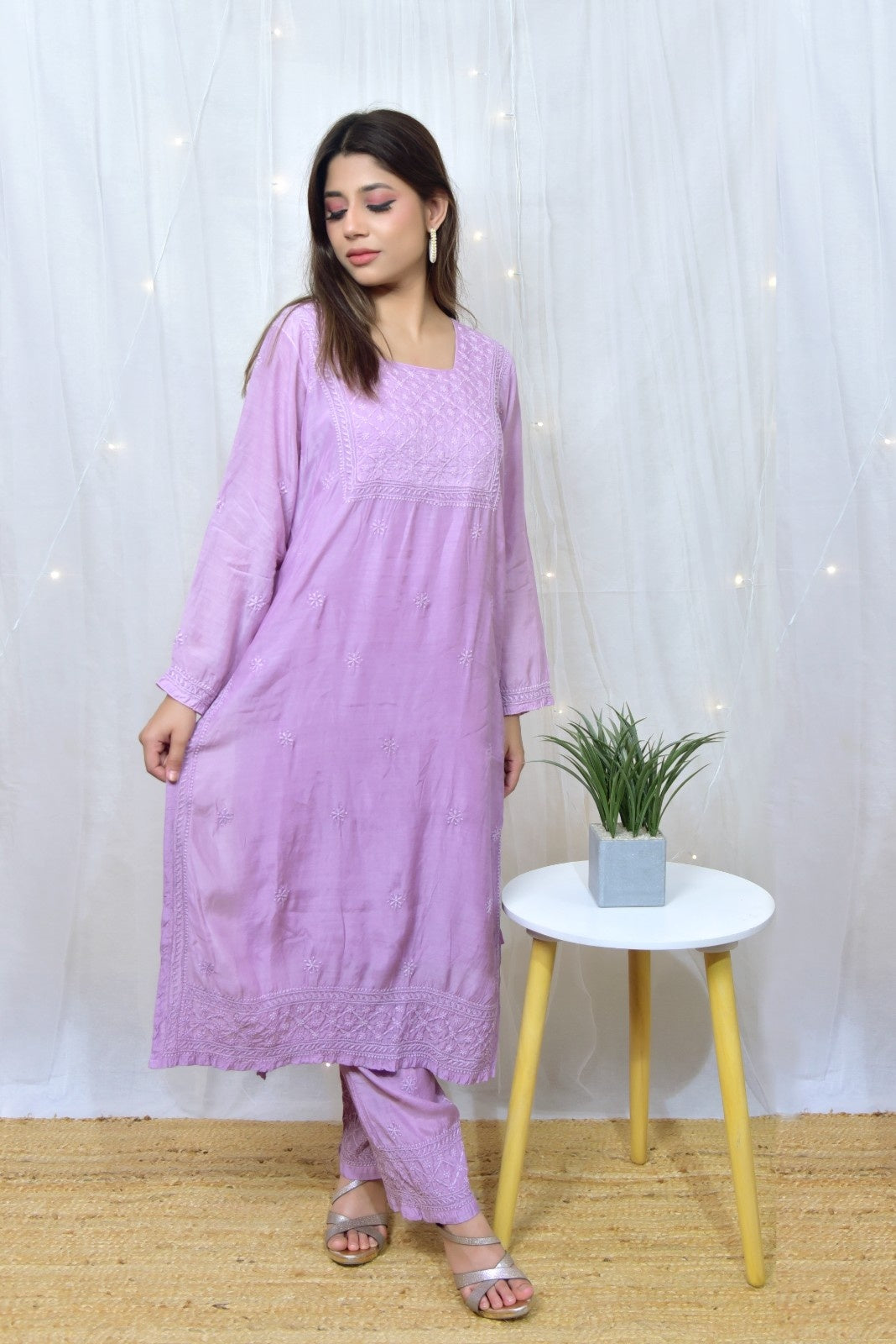 Muslin Chikankari Kurta Set