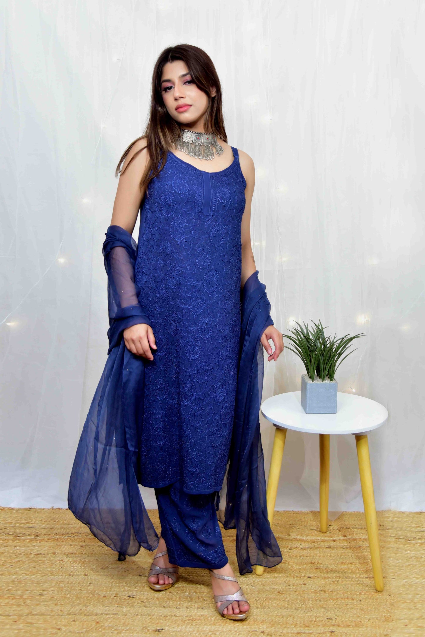 Viscose Georgett Long Kurti Set - Janaki Apparels
