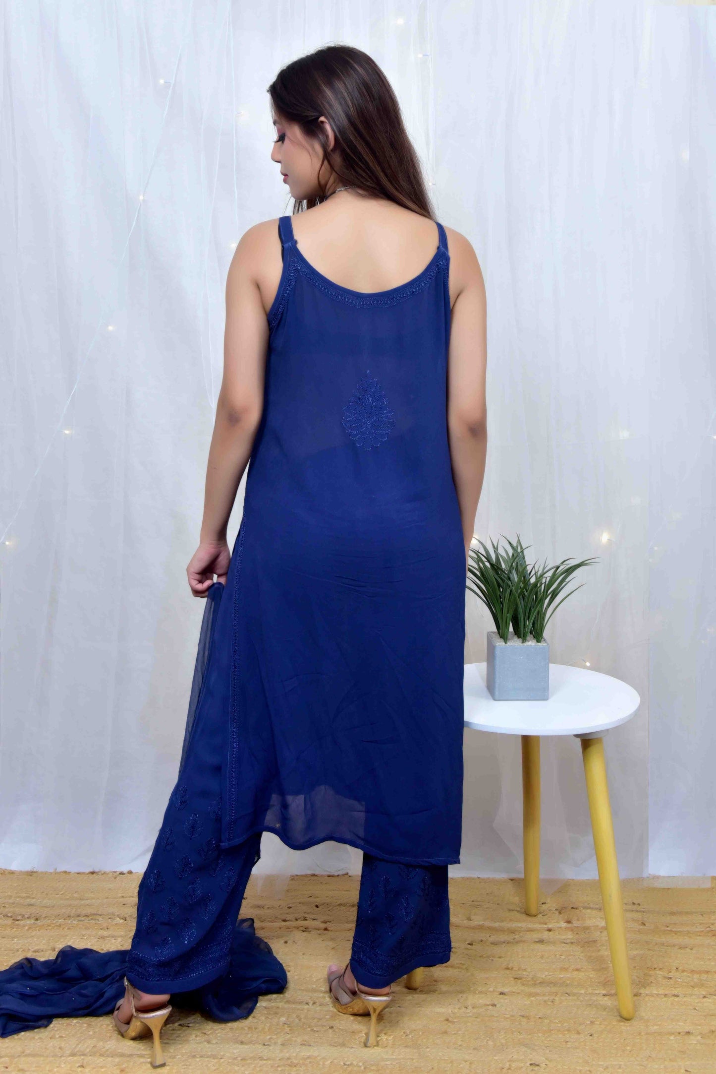 Viscose Georgett Long Kurti Set - Janaki Apparels