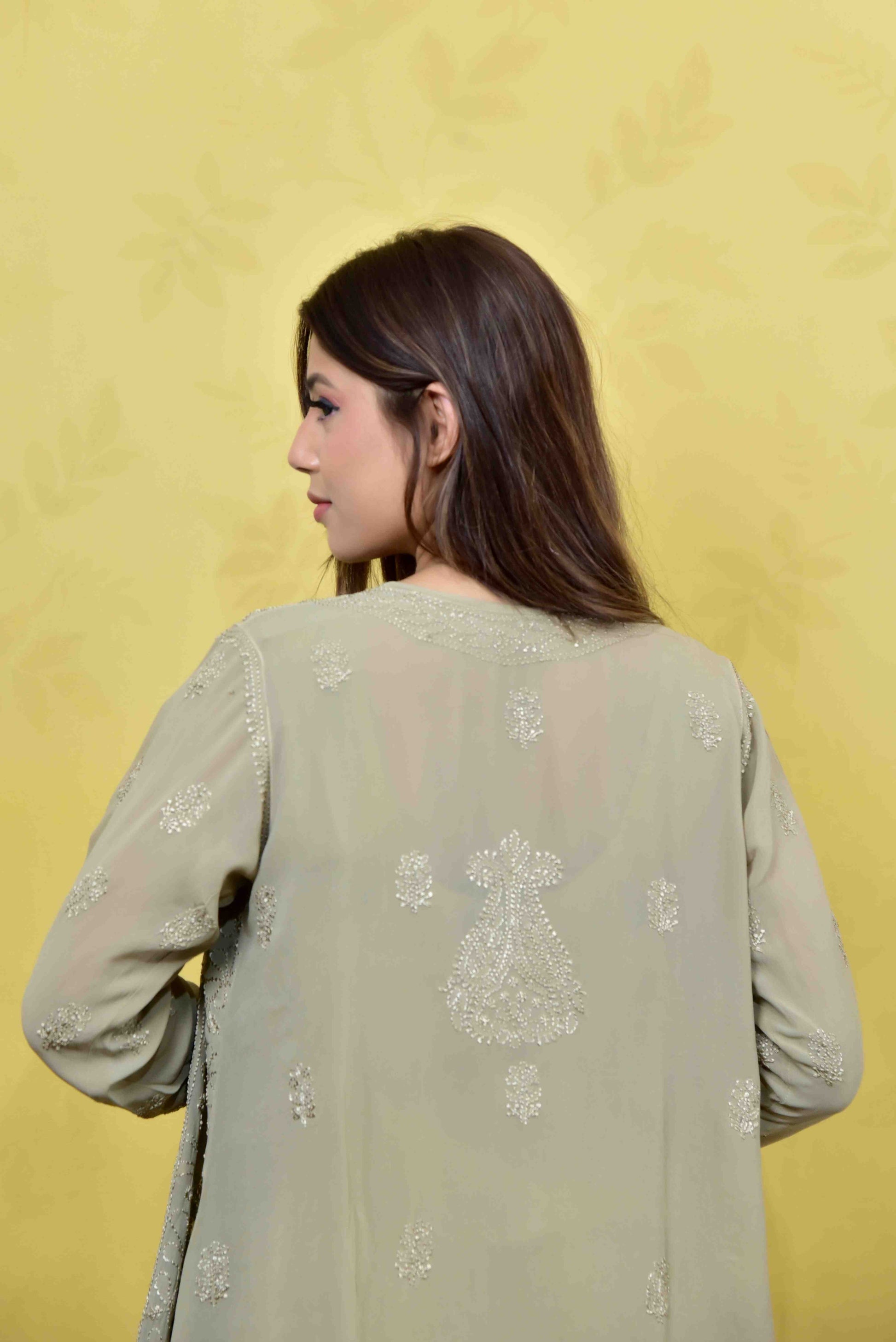 Viscose Georgette Chikanari Shrug - Janaki Apparels